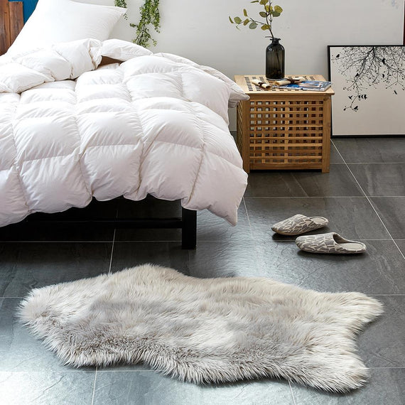 Lammfell Kunstfell Teppich Vorleger | Grau - Schaffell